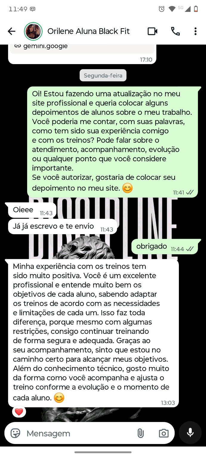 Depoimento real da aluna Orilene